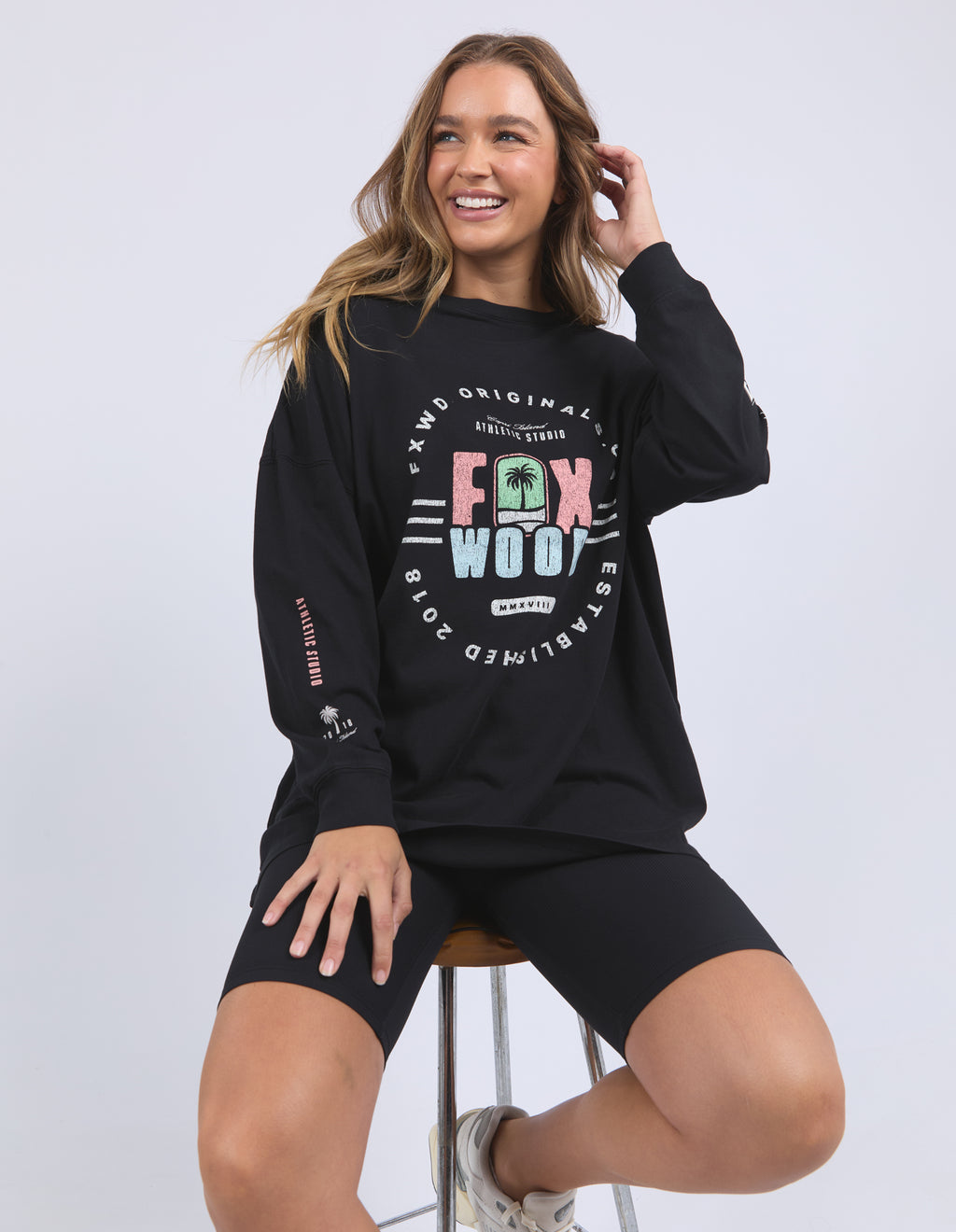 VIBES L/S TEE - Washed Black