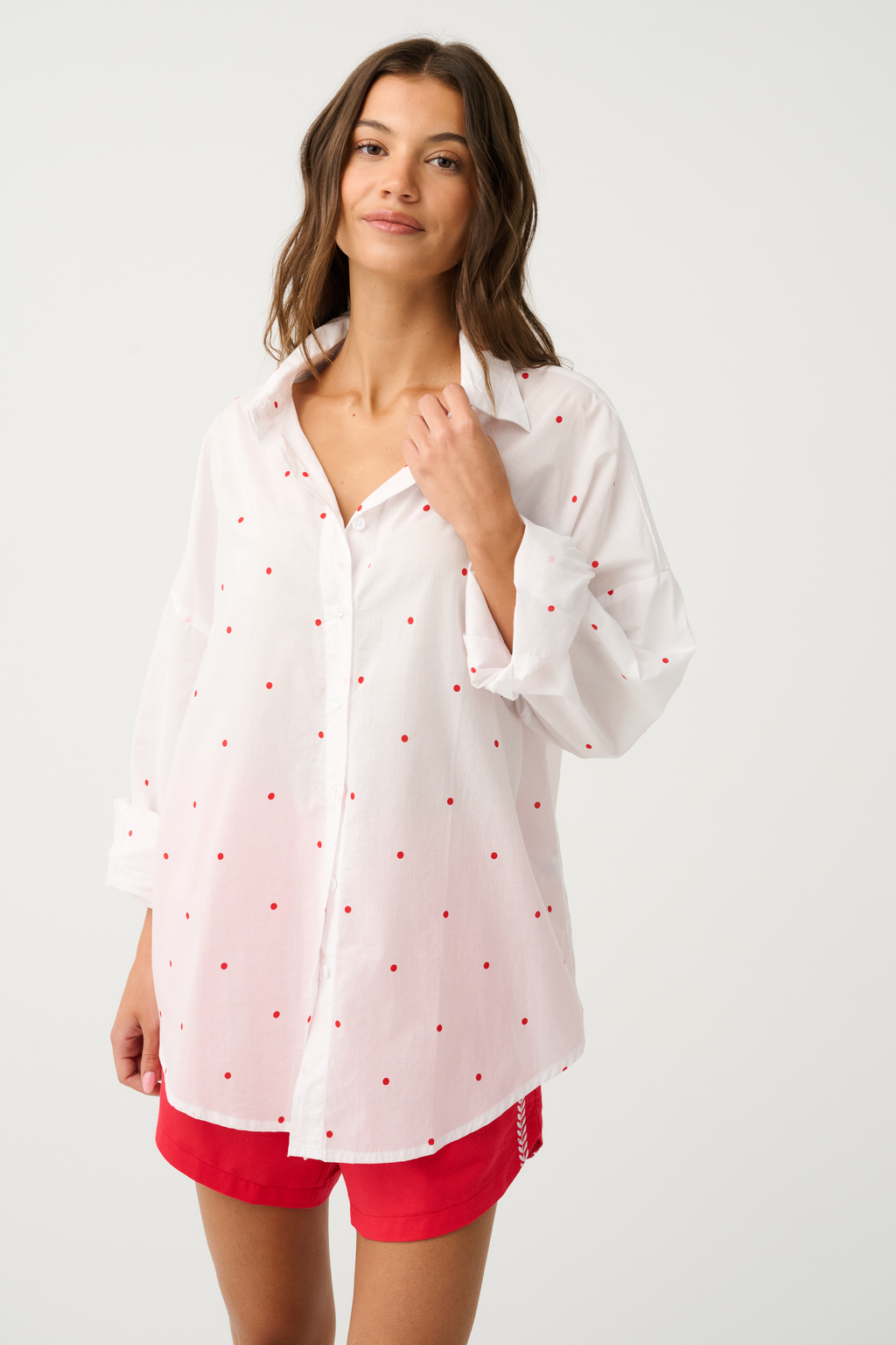TAMMY SHIRT - White/Mandarin Spot