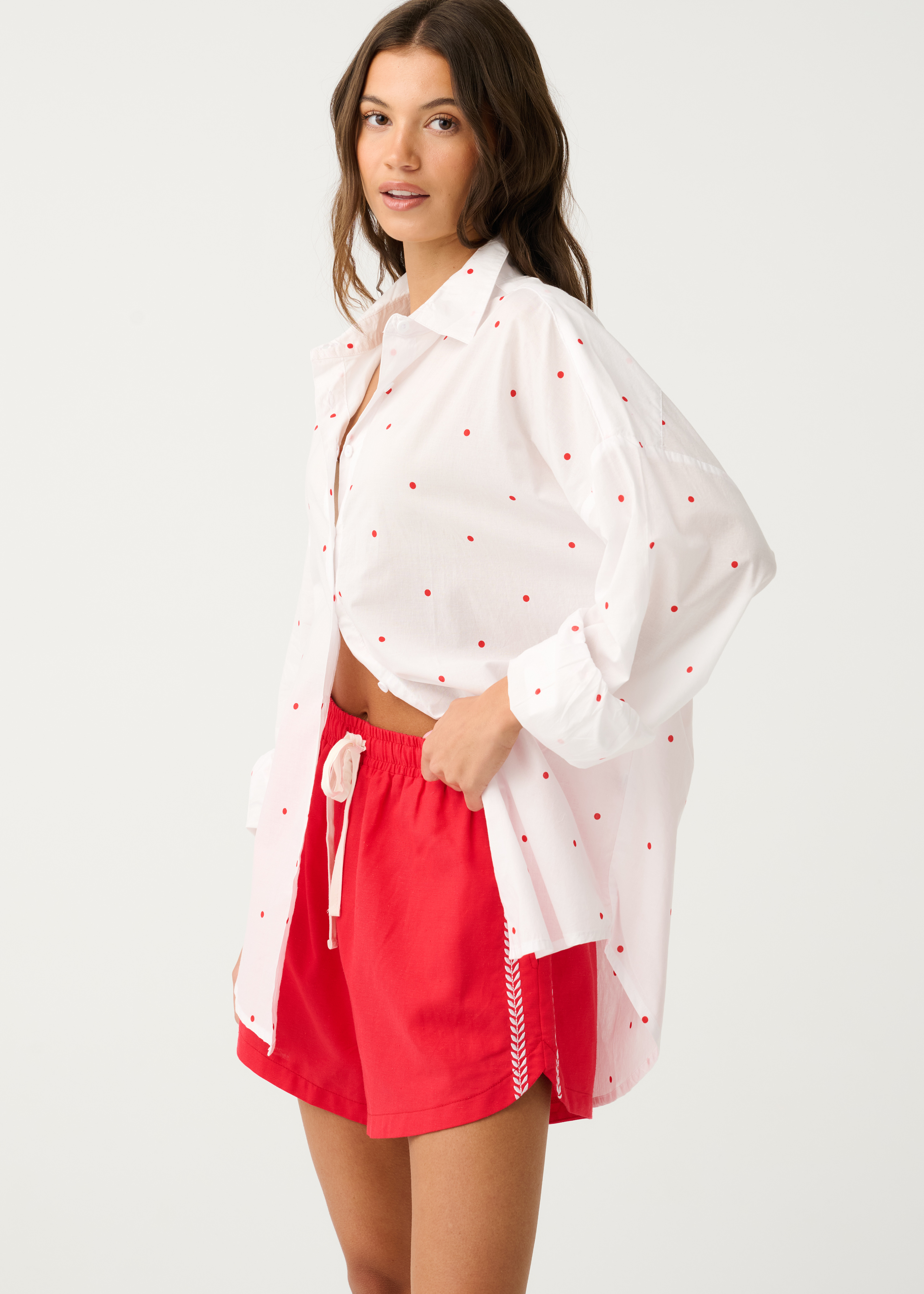 TAMMY SHIRT - White/Mandarin Spot