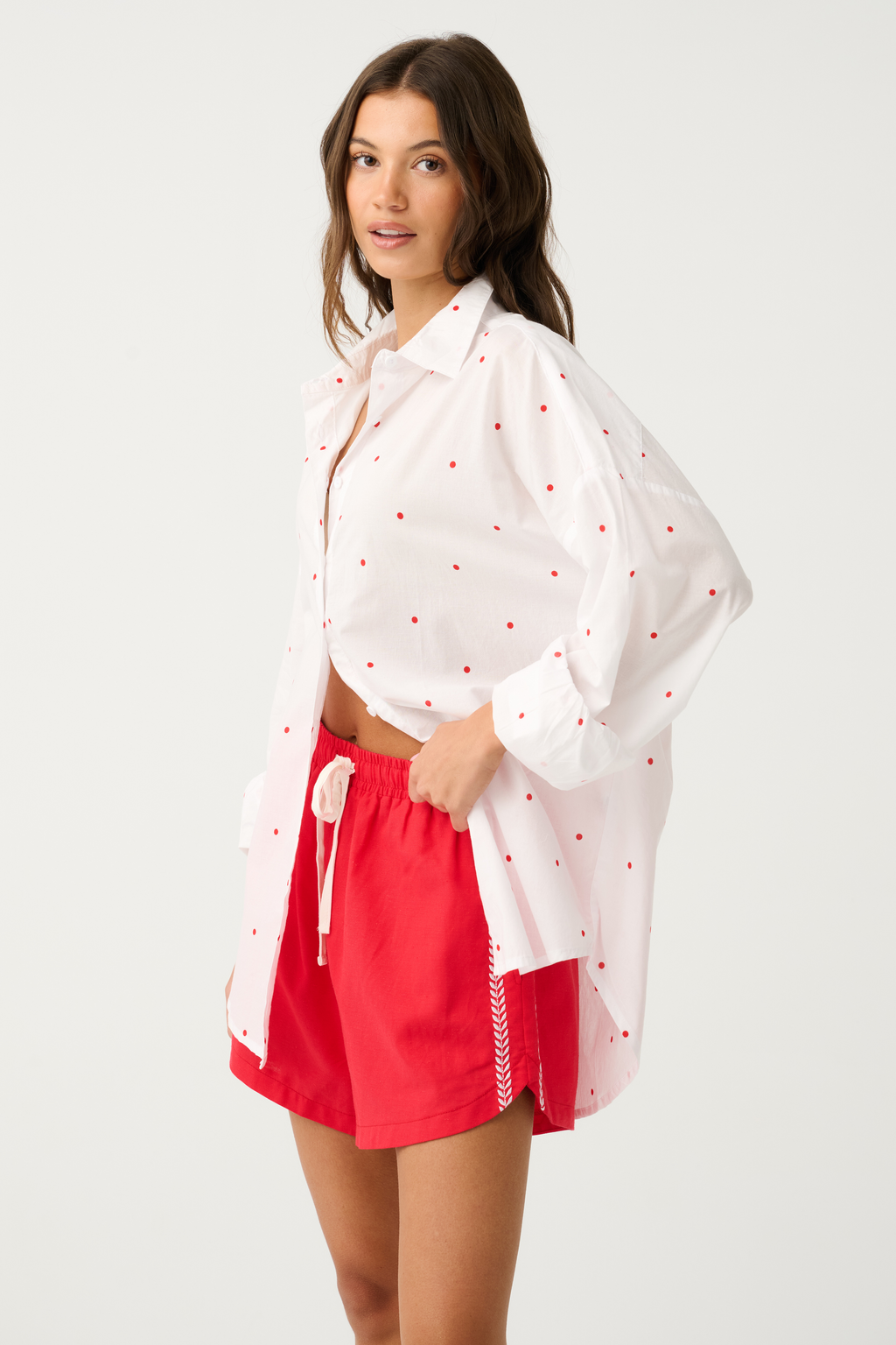 TAMMY SHIRT - White/Mandarin Spot