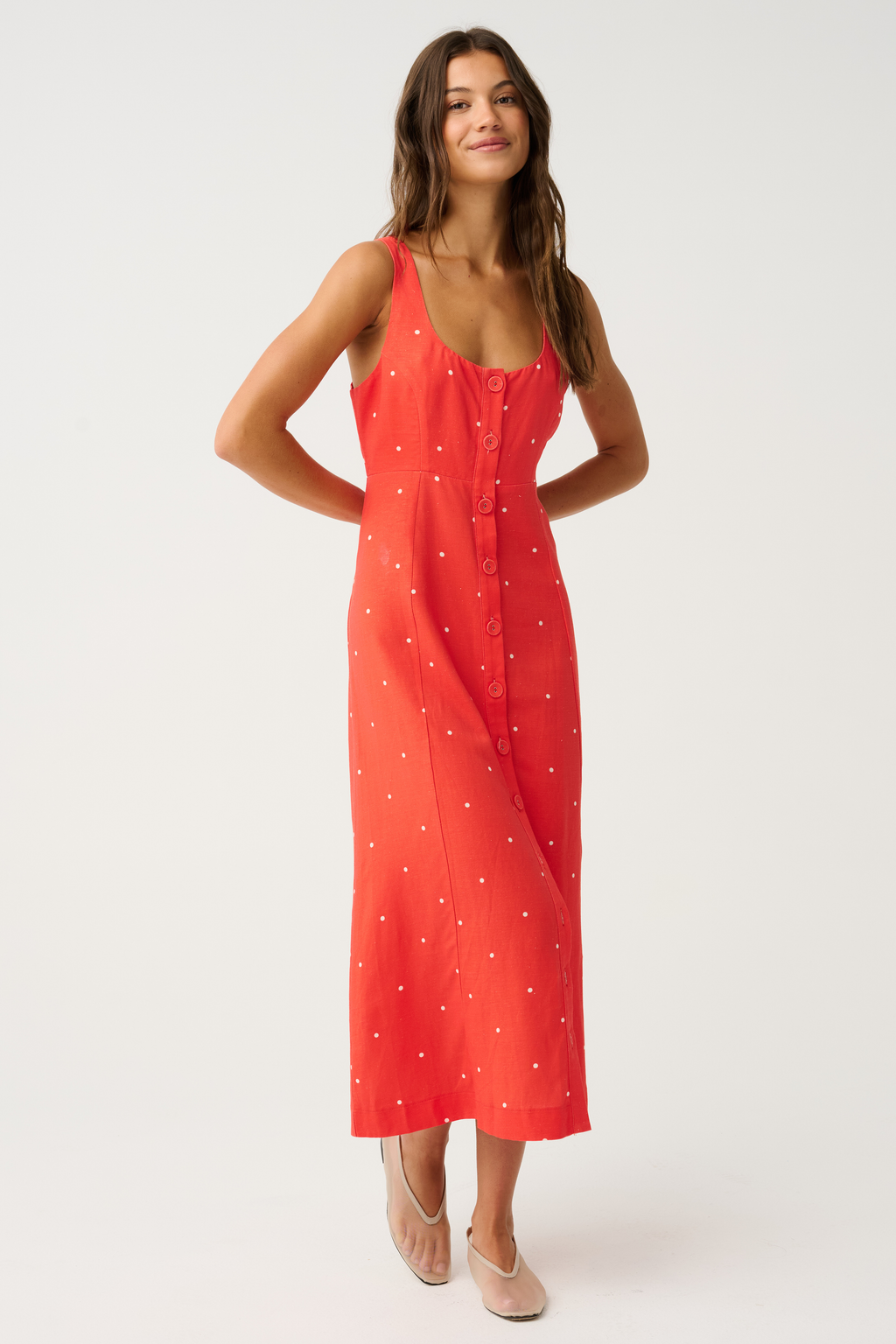 CONSTANCE MIDI DRESS - Mandarin Spot