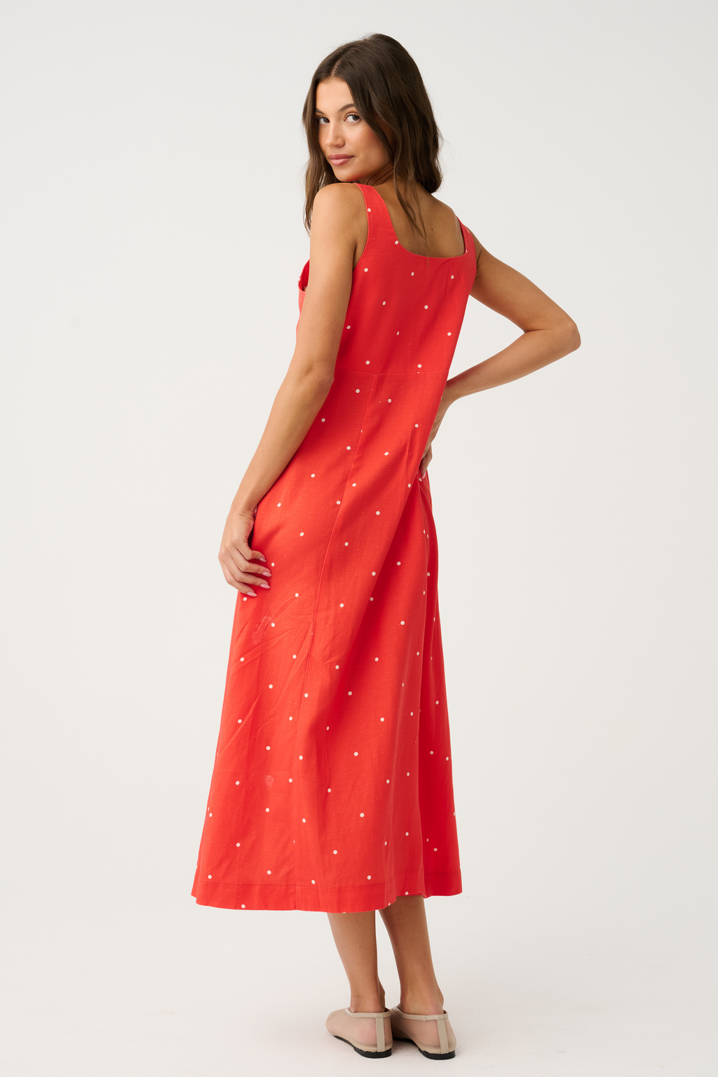 CONSTANCE MIDI DRESS - Mandarin Spot