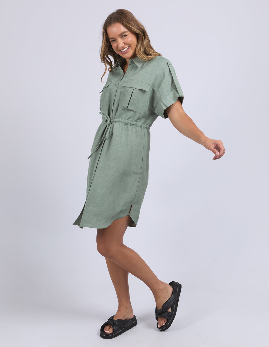 WILLOW SHIRT DRESS - Iceberg Green