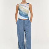 Zelie Mesh Twist Top