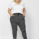 JADE PANT - Black/White Stripe