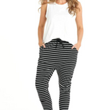JADE PANT - Black/White Stripe