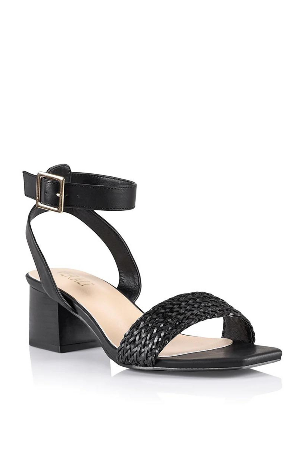 ELLY BLOCK HEEL SANDALS - Black Weave