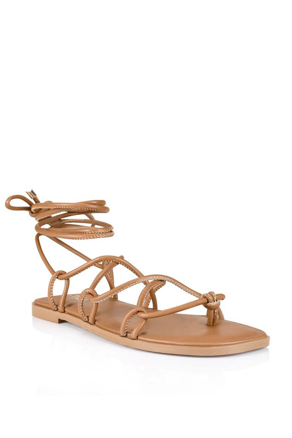 SABINE LEG TIE SANDALS - Tan Smooth