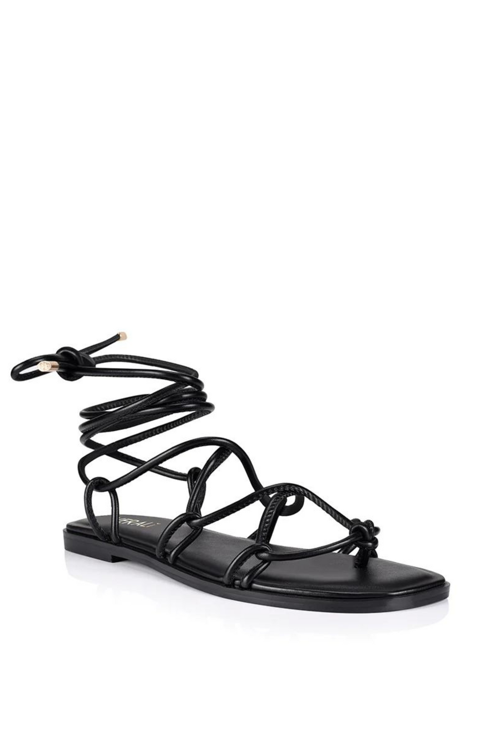 SABINE LEG TIE SANDALS - Black Smooth