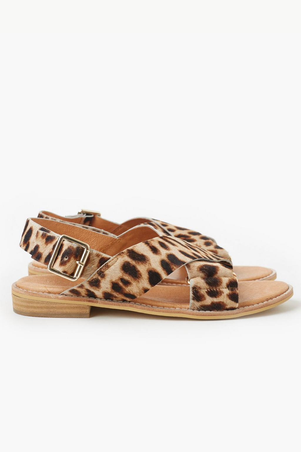 EMELIE LEATHER SANDAL- Sandy Leopard Pony