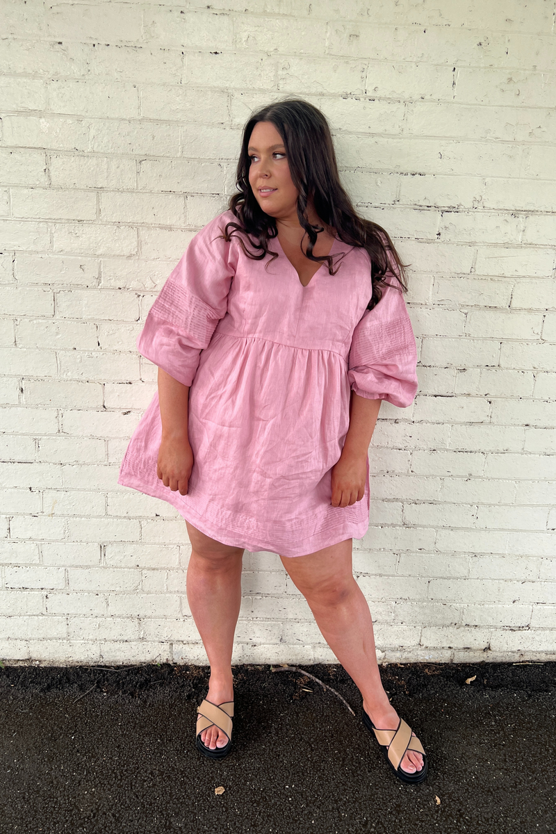 Dusty pink linen sales dress