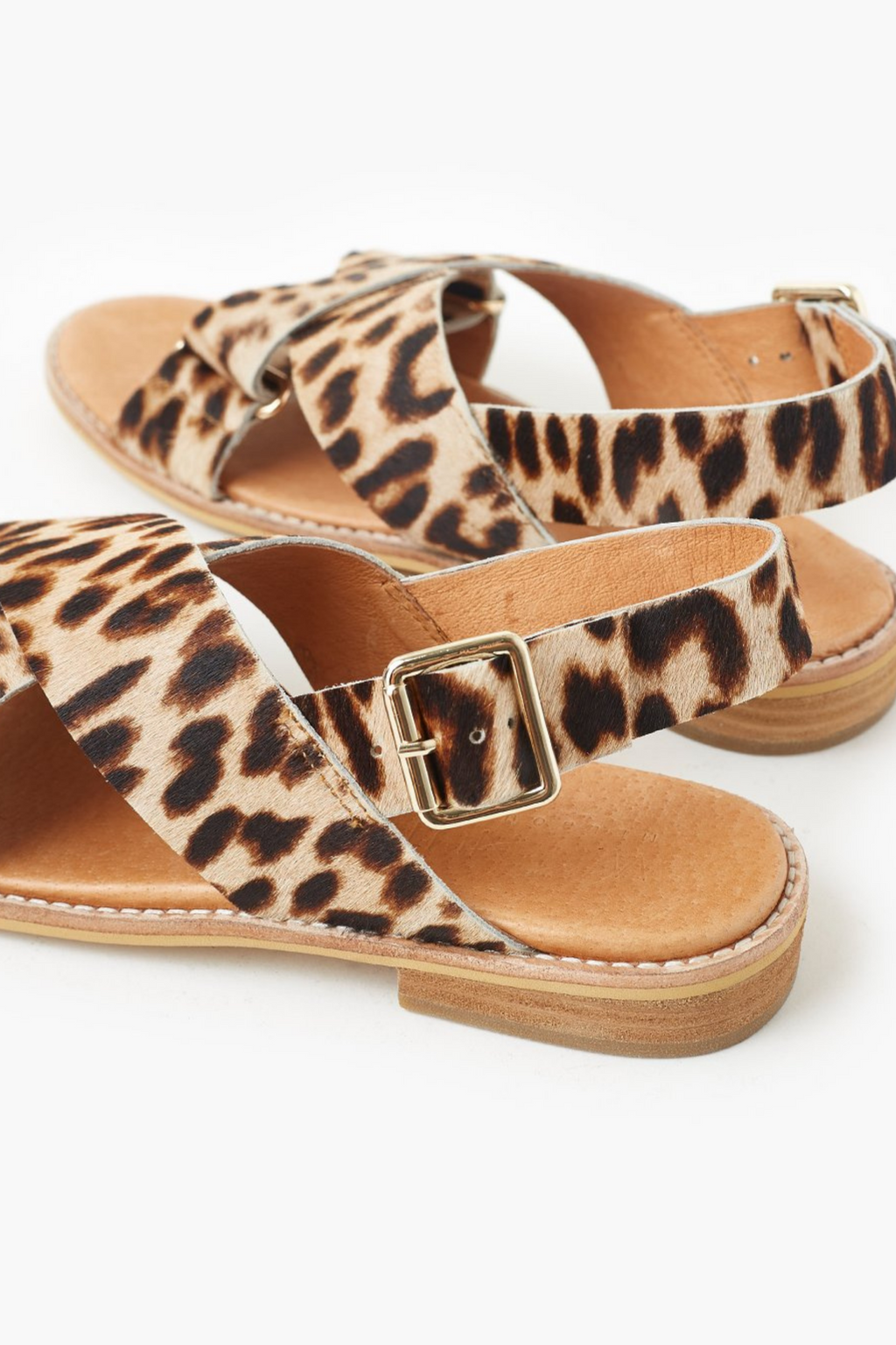 EMELIE LEATHER SANDAL- Sandy Leopard Pony