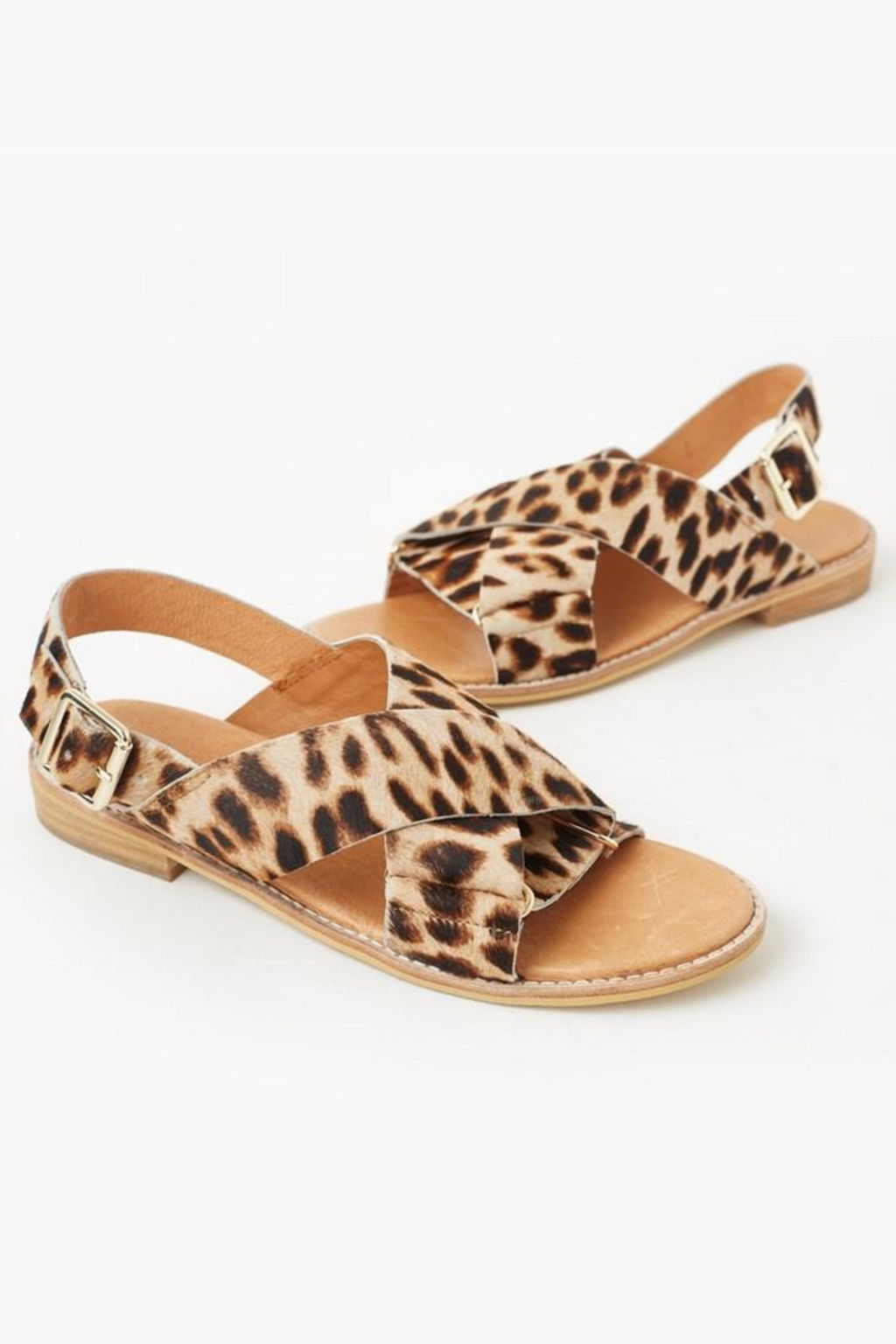 EMELIE LEATHER SANDAL- Sandy Leopard Pony