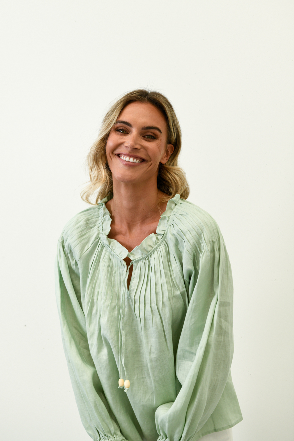 CHARLOTTE LINEN BLOUSE - Mint