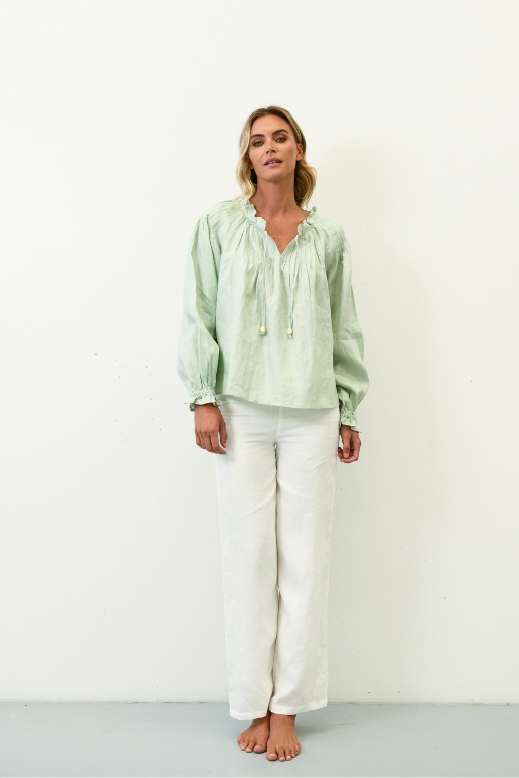 CHARLOTTE LINEN BLOUSE - Mint