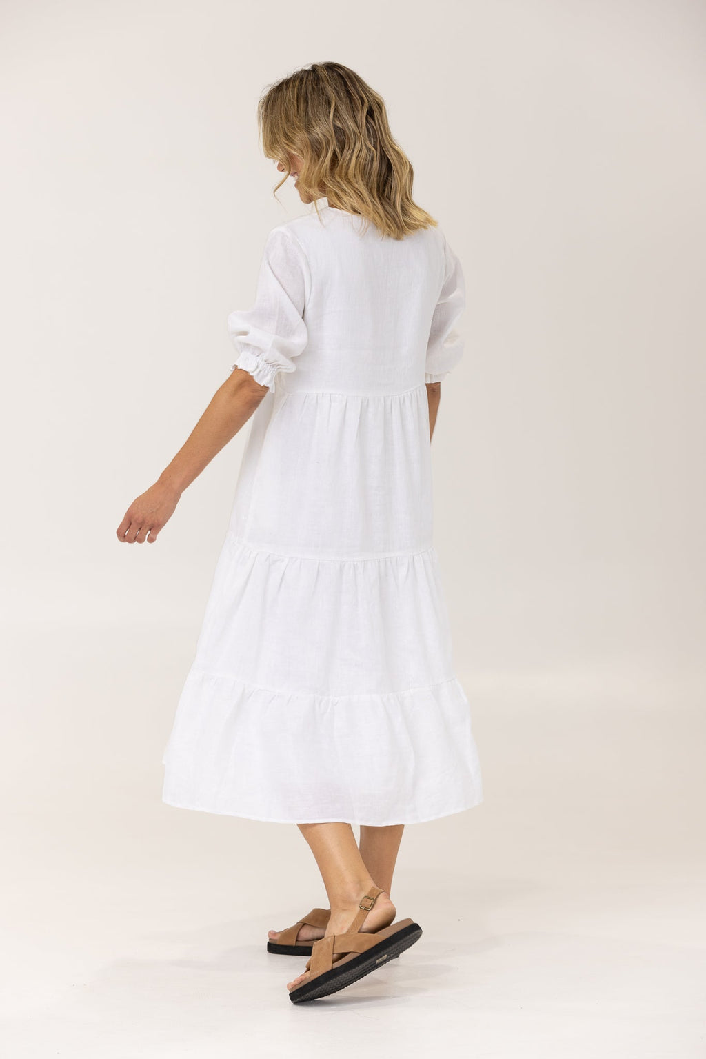 ALLEGRA LINEN DRESS - White