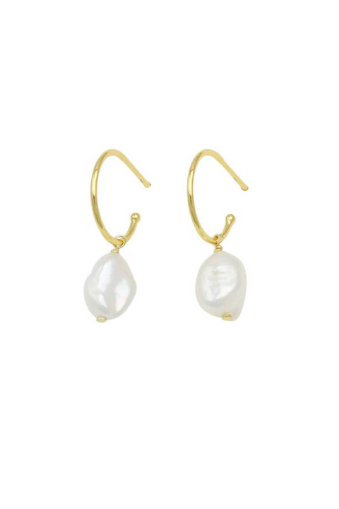 PEARL SLEEPER STERLING SILVER - Gold