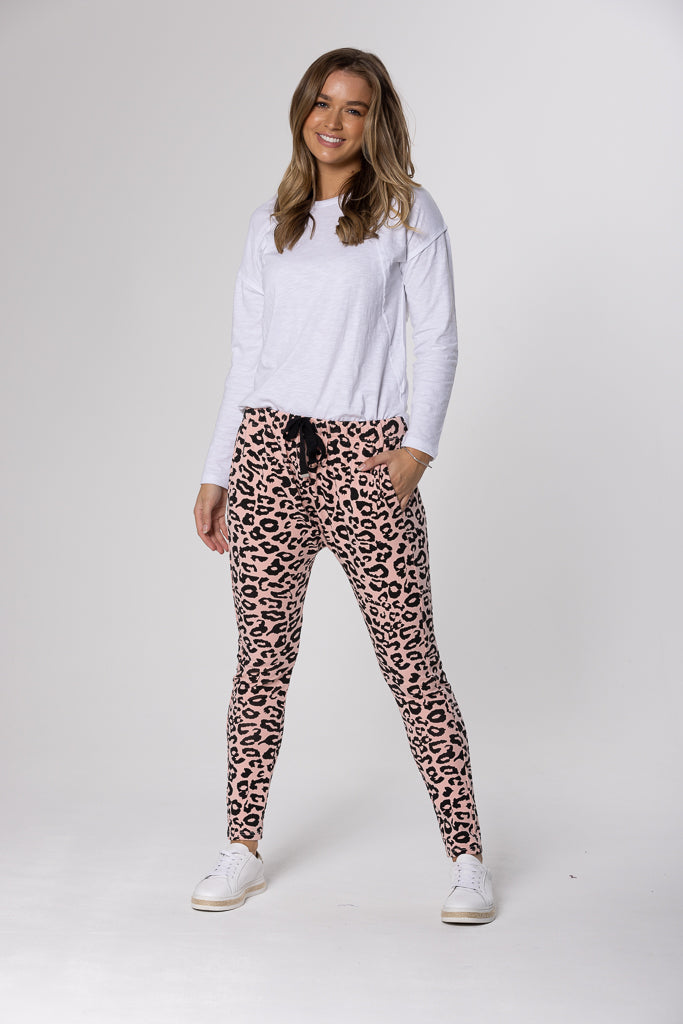 ELLA LEOPARD JOGGER - Pink/Black