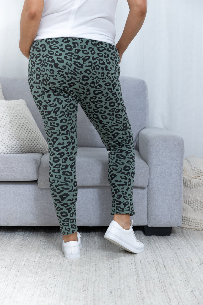 Khaki leopard joggers sale