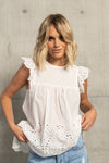 CHLOE LACE FRILL TOP- White